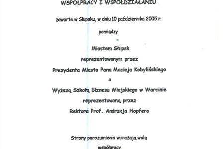 Porozumienia partnerskie z Miastem Słupsk i Starostwem Powiatowym w Sławnie